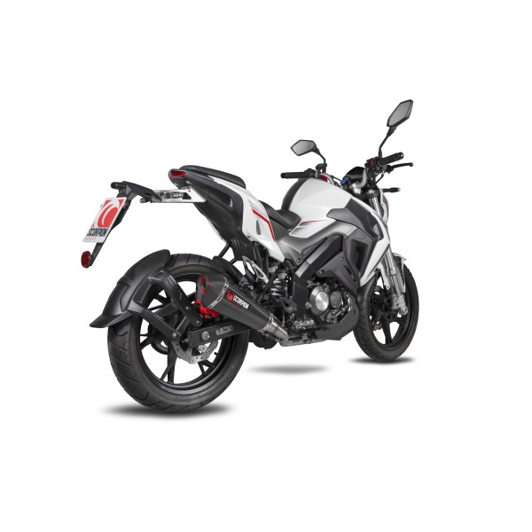Scorpion Exhaust Keeway RKF 125 Euro 4 model 2019 - 2021 Serket Taper Full System Carbon Fibre Sleeve